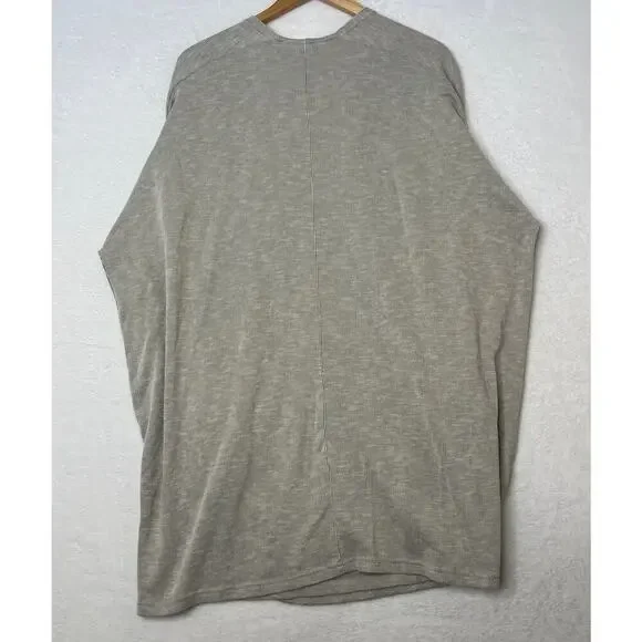 DONNI Anthropologie Gray Rib Knit Cotton Kimono Open Cardigan Robe Loungewear - Picture 4 of 5